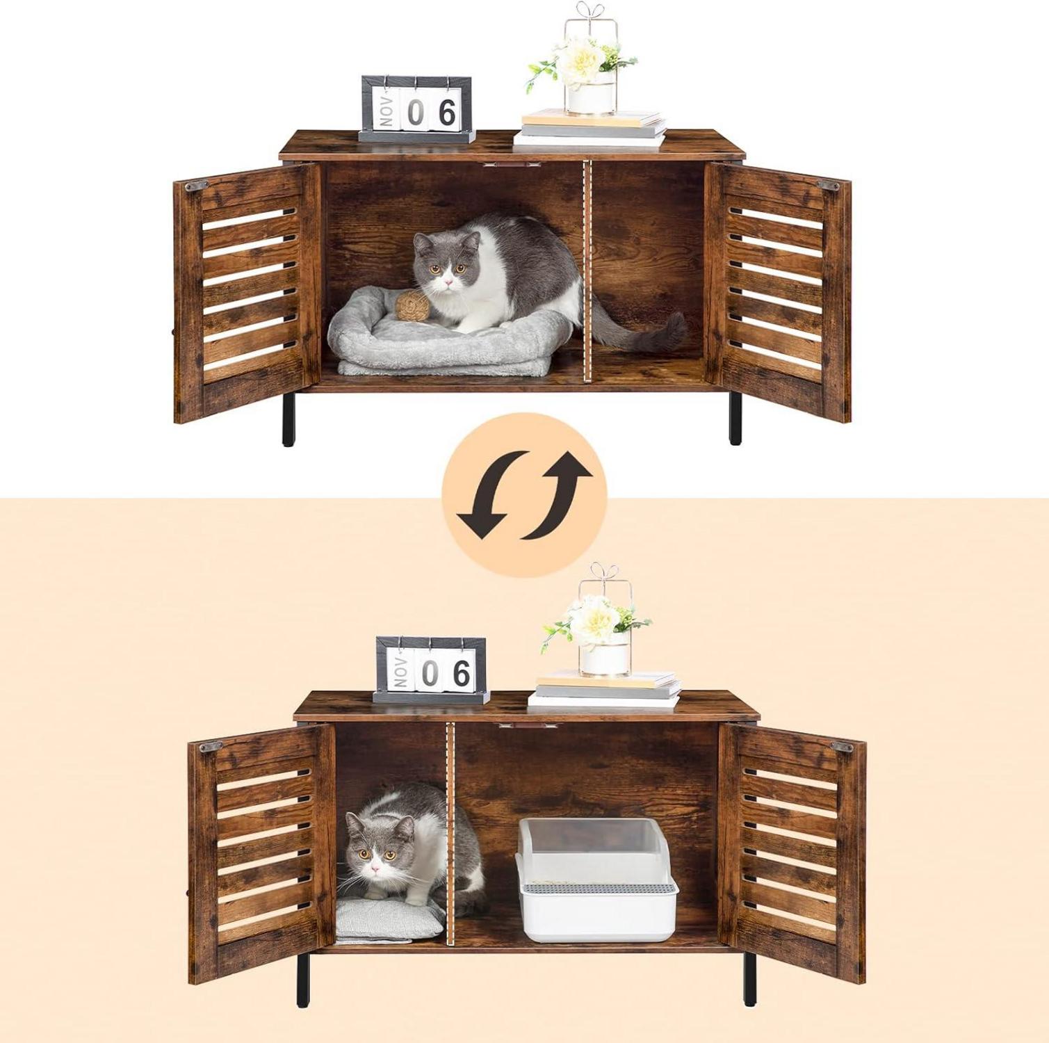 Katzenklo Schrank mit Lamellentür Vintagebraun 80x45x50,5 cm