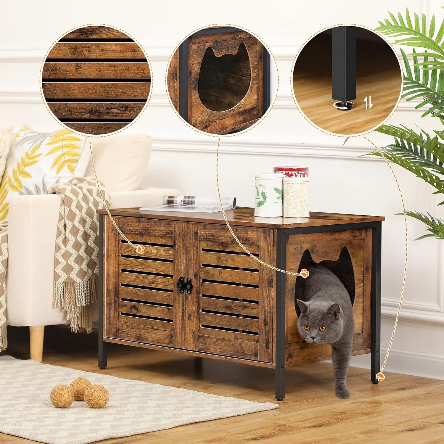 Katzenklo Schrank für Katzentoilette mit 4 Eisenfüßen Vintagebraun 80 x 45 x 50,5 cm