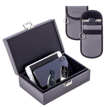 Signalblocker für Autoschlüssel & Faraday Taschen Set Grau