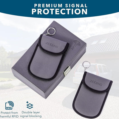 Signalblocker für Autoschlüssel & Faraday Taschen Set Grau