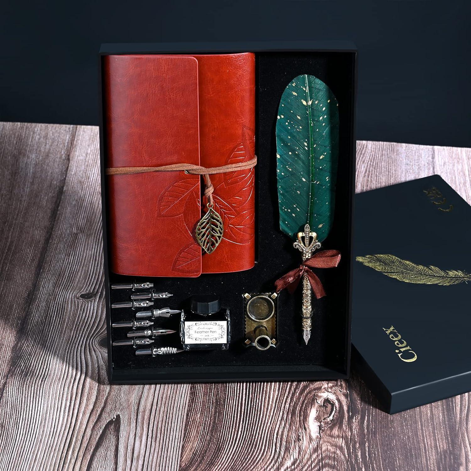 Cieex Vintage Schreibfeder Kalligraphie Set Bronze Ink Dip Pen