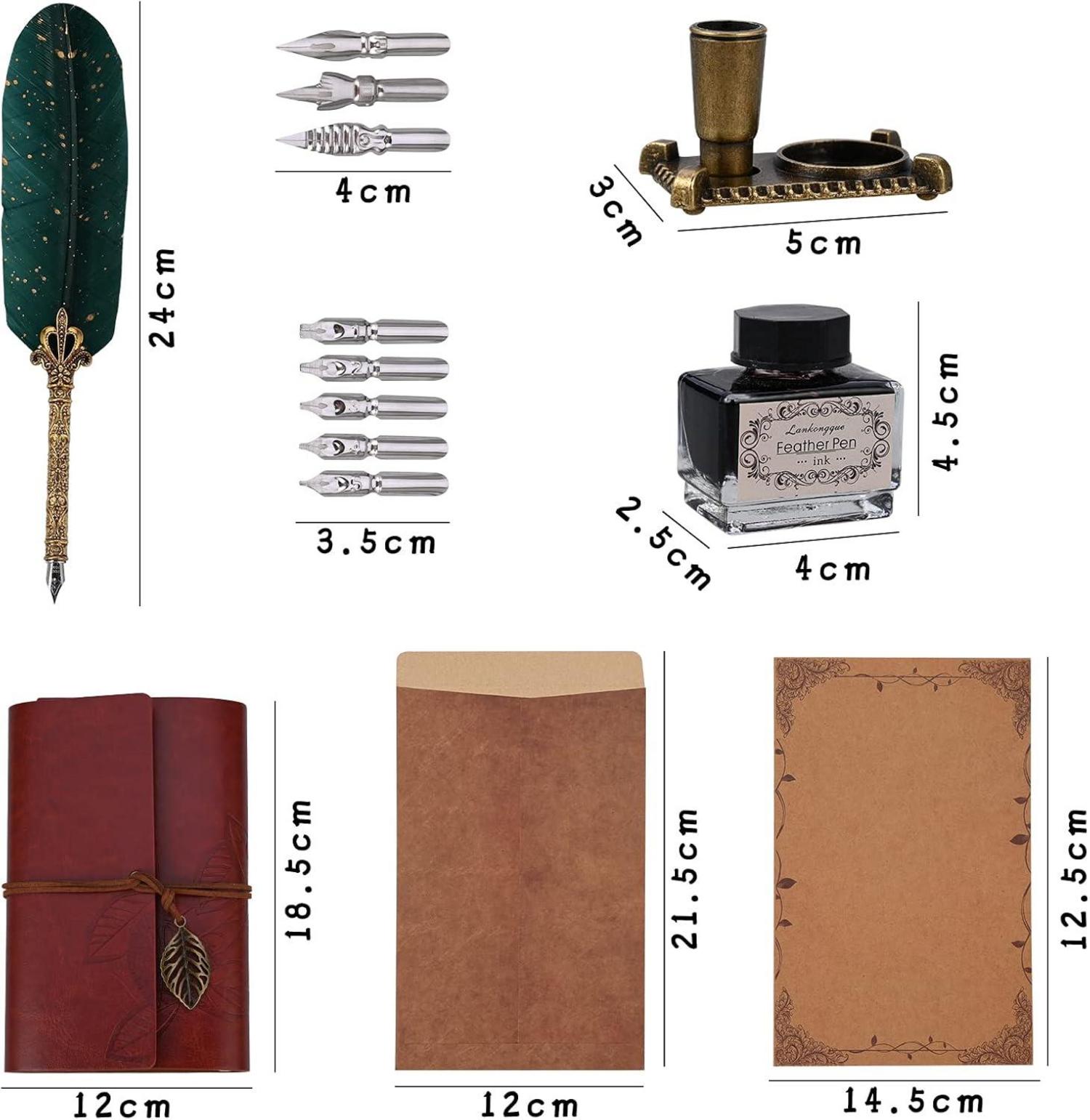 Vintage Handgemachte Kalligraphie Feder Dip Pen Set inkl. Tinte & Briefpapier