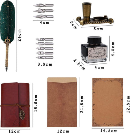 Vintage Handgemachte Kalligraphie Feder Dip Pen Set inkl. Tinte & Briefpapier