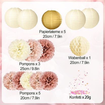 Party Deko Set 15-teilig Rosa Fantasy für Hochzeit Geburtstag