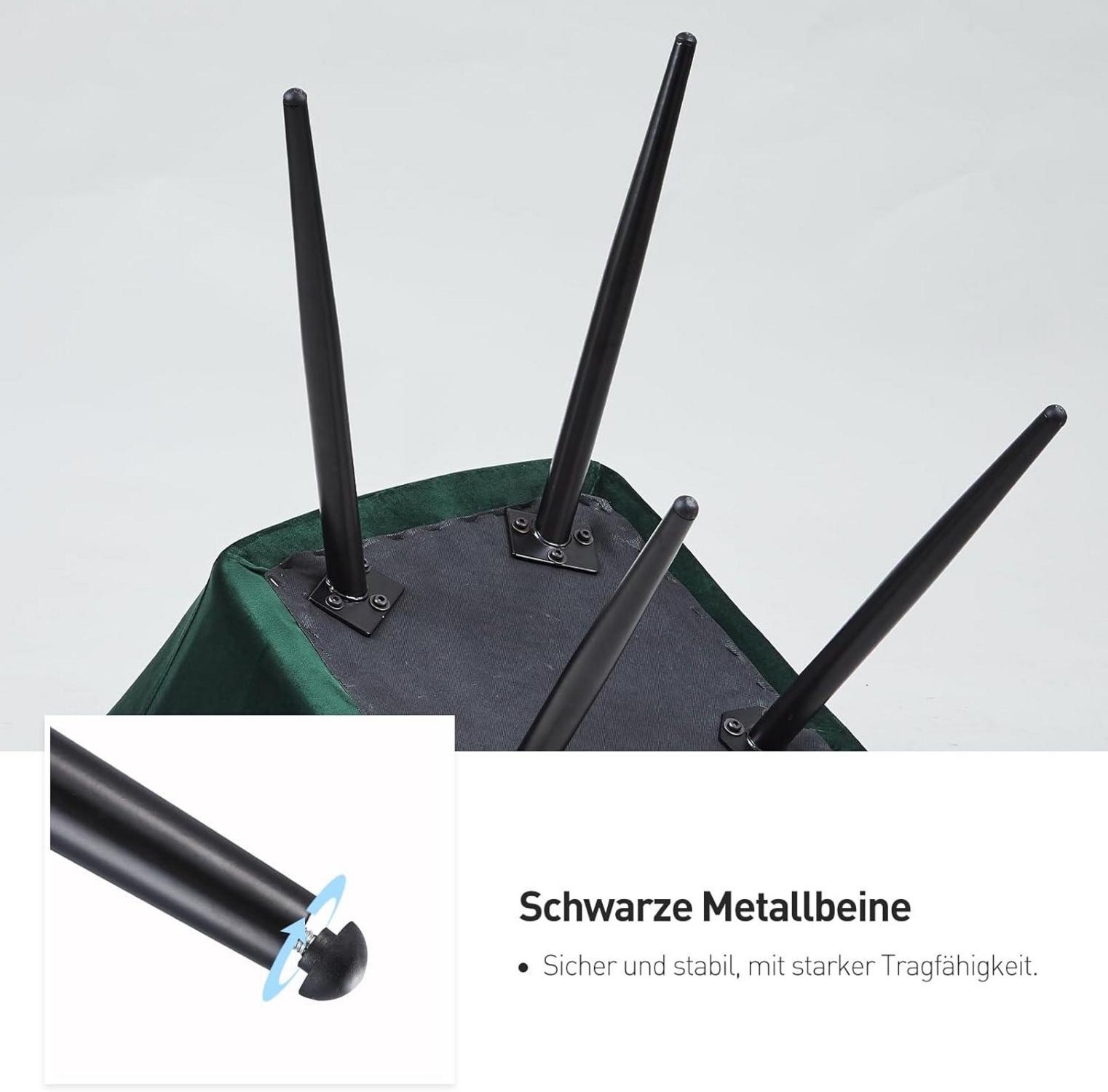 Esszimmerstühle 2er Set Samt Bezug Armlehne Metallbeine Grün