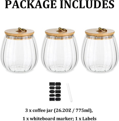Vorratsdosen Luftdichte Klein Set 3 Teile 750ML Glas Deckel Behälter
