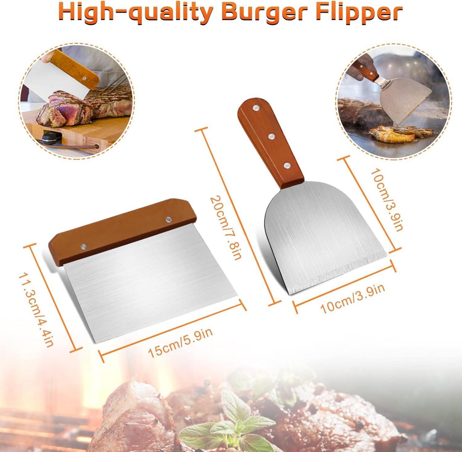 Grillspachtel Set Edelstahl BBQ Zubehör 8-teilig BBQ Werkzeug Set