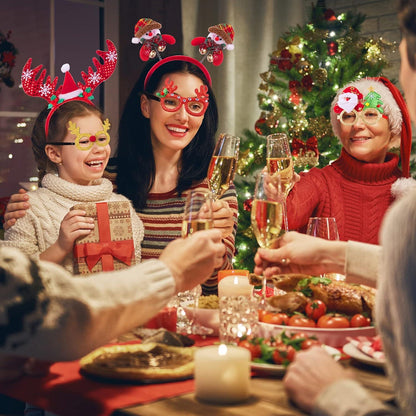 12-teiliges Weihnachten Haarreif und Brillen Set Lustiges Rentier Kostüm