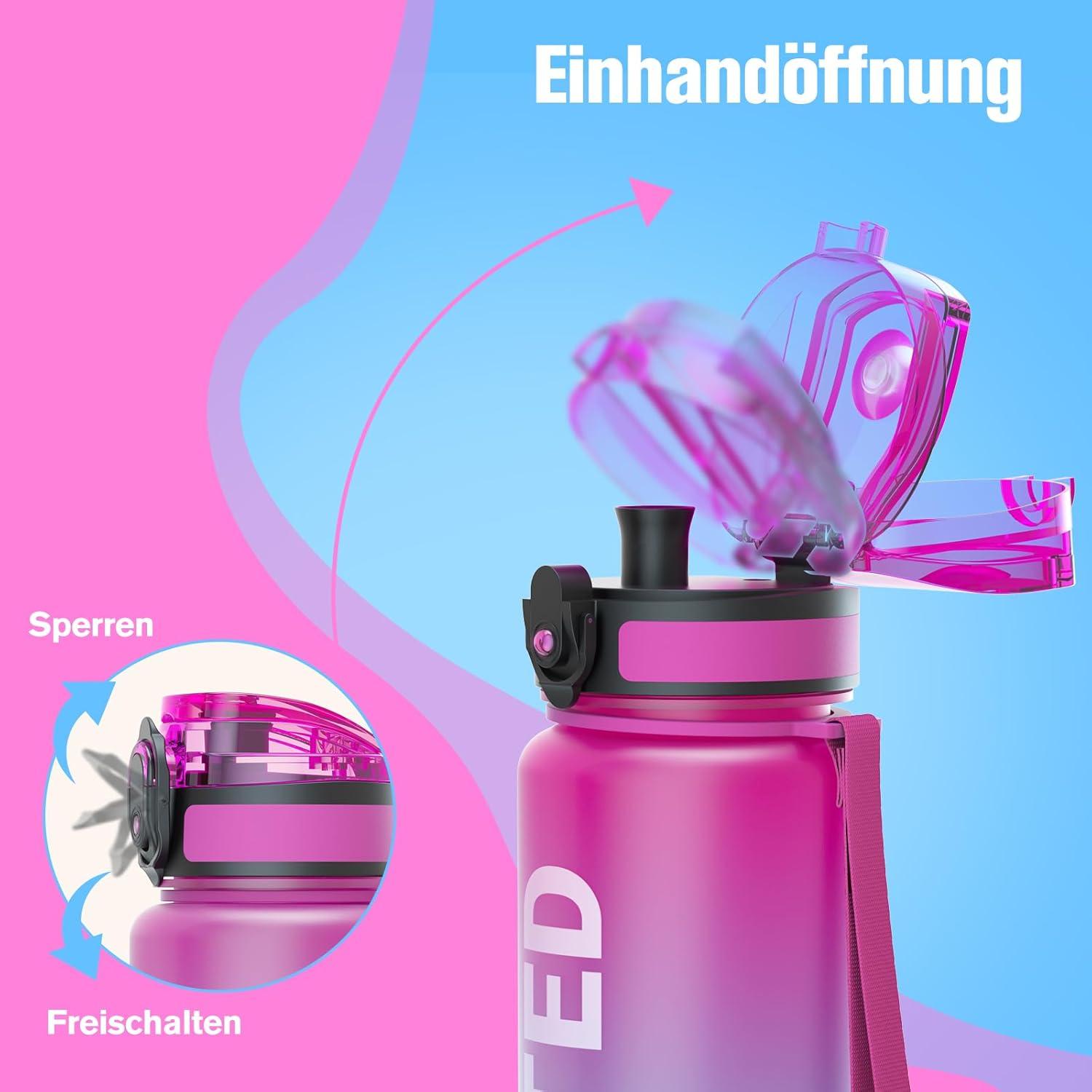 Sport Trinkflasche BPA-frei Tritan Auslaufsicher 1L Aurora Borealis