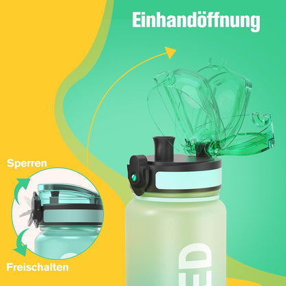 Sport Trinkflasche BPA-frei Tritan 1L Auslaufsicher Gym Yoga