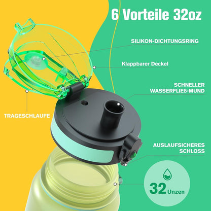 Sahara Sailor Trinkflasche Sport BPA-frei Tritan 1L Auslaufsicher Wasserflasche Mint 32oz