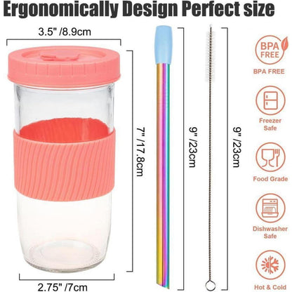 24oz Bubble Tea Becher mit Strohhalm und Deckel, 2er Set