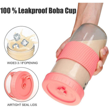 24oz Bubble Tea Becher mit Strohhalm und Deckel, 2er Set