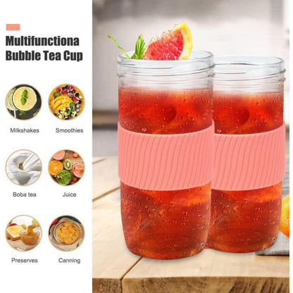 24oz Bubble Tea Becher mit Strohhalm und Deckel, 2er Set