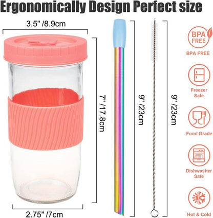 24oz Bubble Tea Becher mit Strohhalm und Deckel, 2er Set