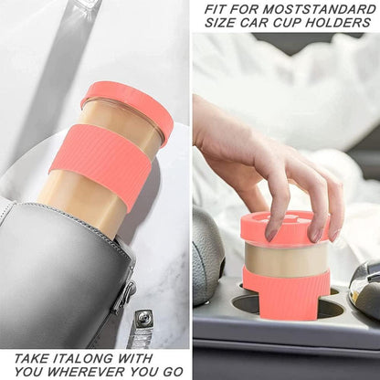 Bubble Tea Becher 24oz mit Strohhalm und Deckel, 2er Set - Rosa