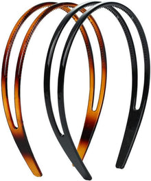 Hartplastik Stirnband Hochwertige Haarreif Damen 2 Stk Schwarz
