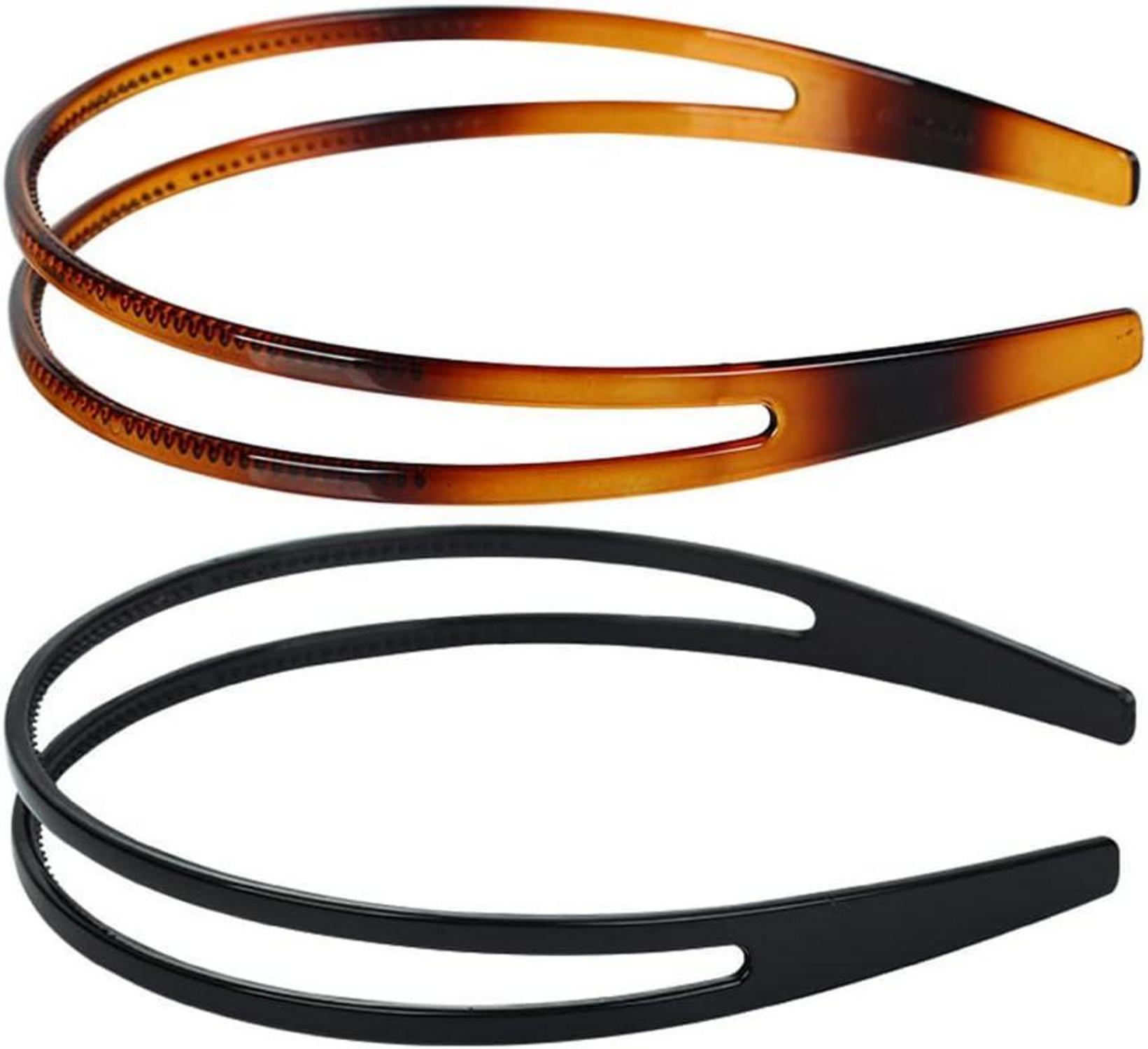 Hochwertiges Hartplastik Stirnband Set in Schildpatt und Schwarz