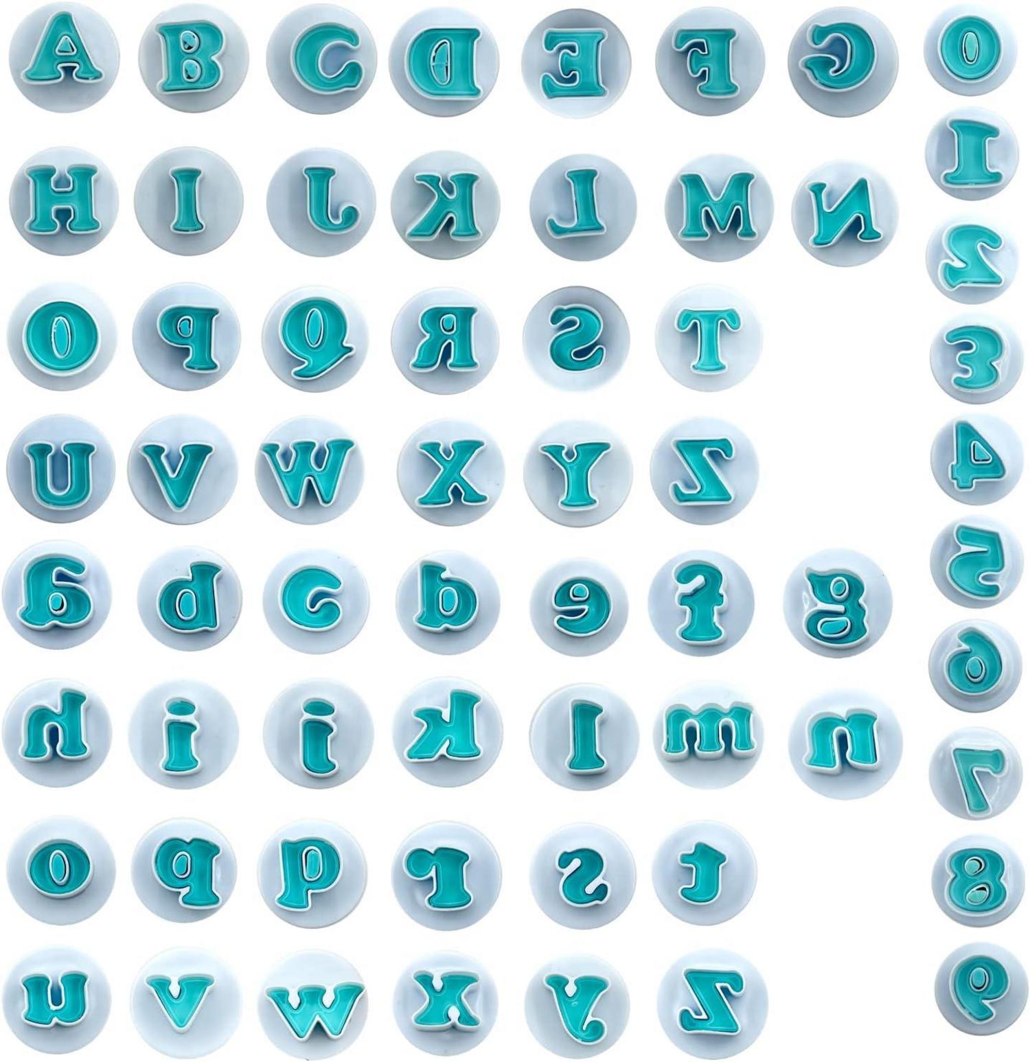 62-teiliges Buchstaben Zahlen Kuchen Fondant Ausstechformen Set