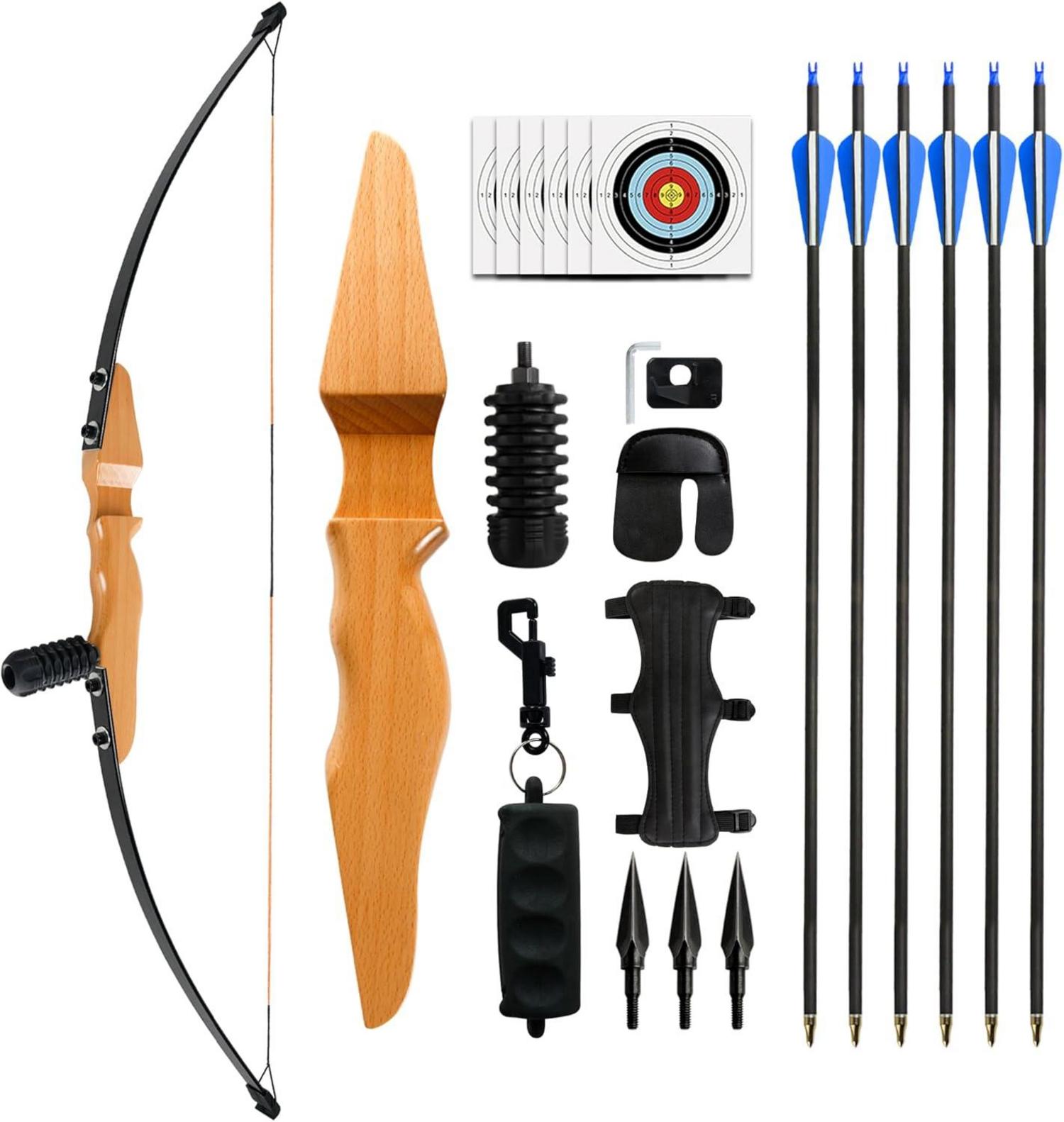 30lbs Recurvebogen Set für Erwachsene Anfänger mit Carbonpfeilen