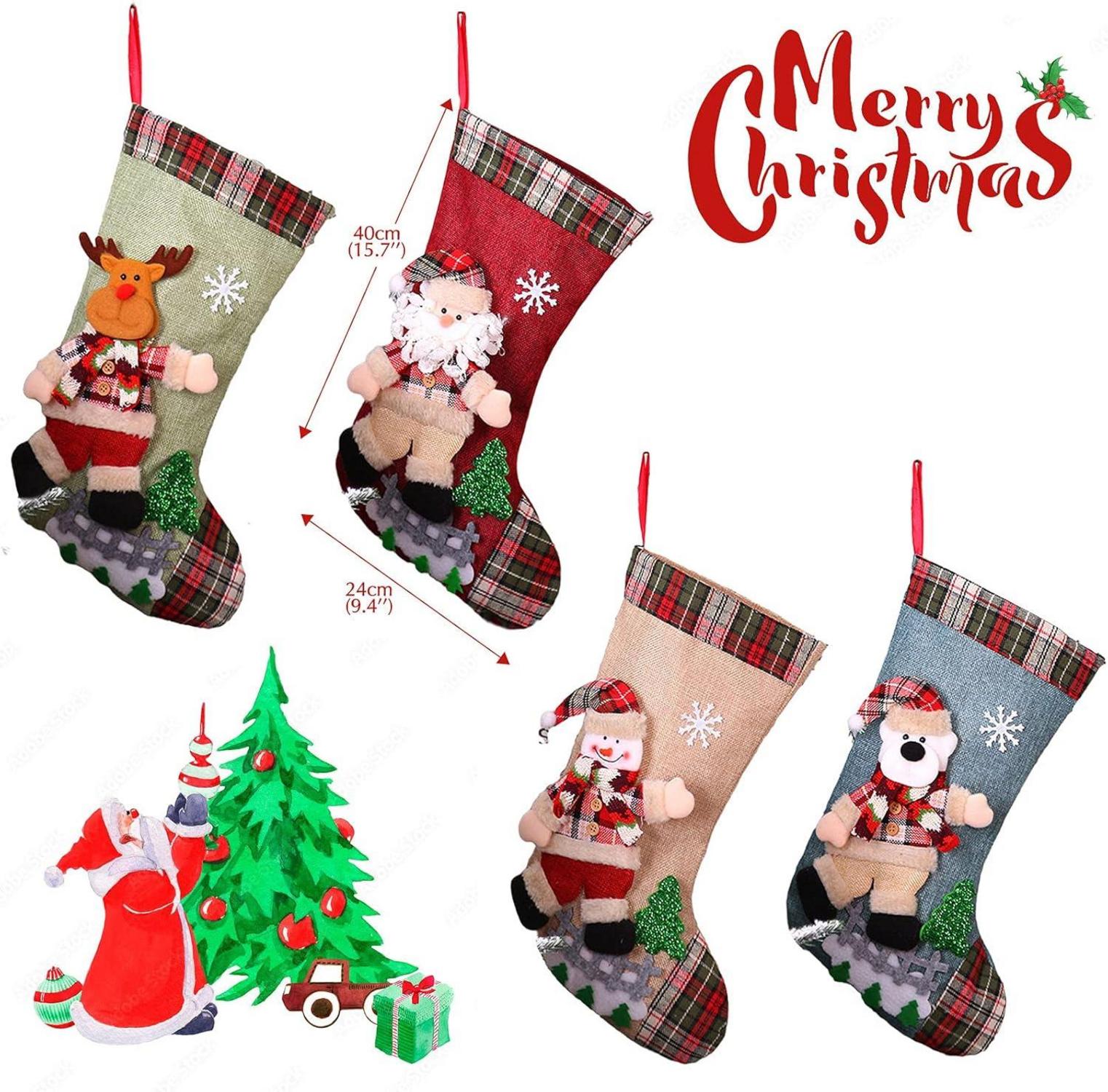 Nikolausstrumpf 4er Set Weihnachtsstiefel Befüllen Geschenkbeutel festliche