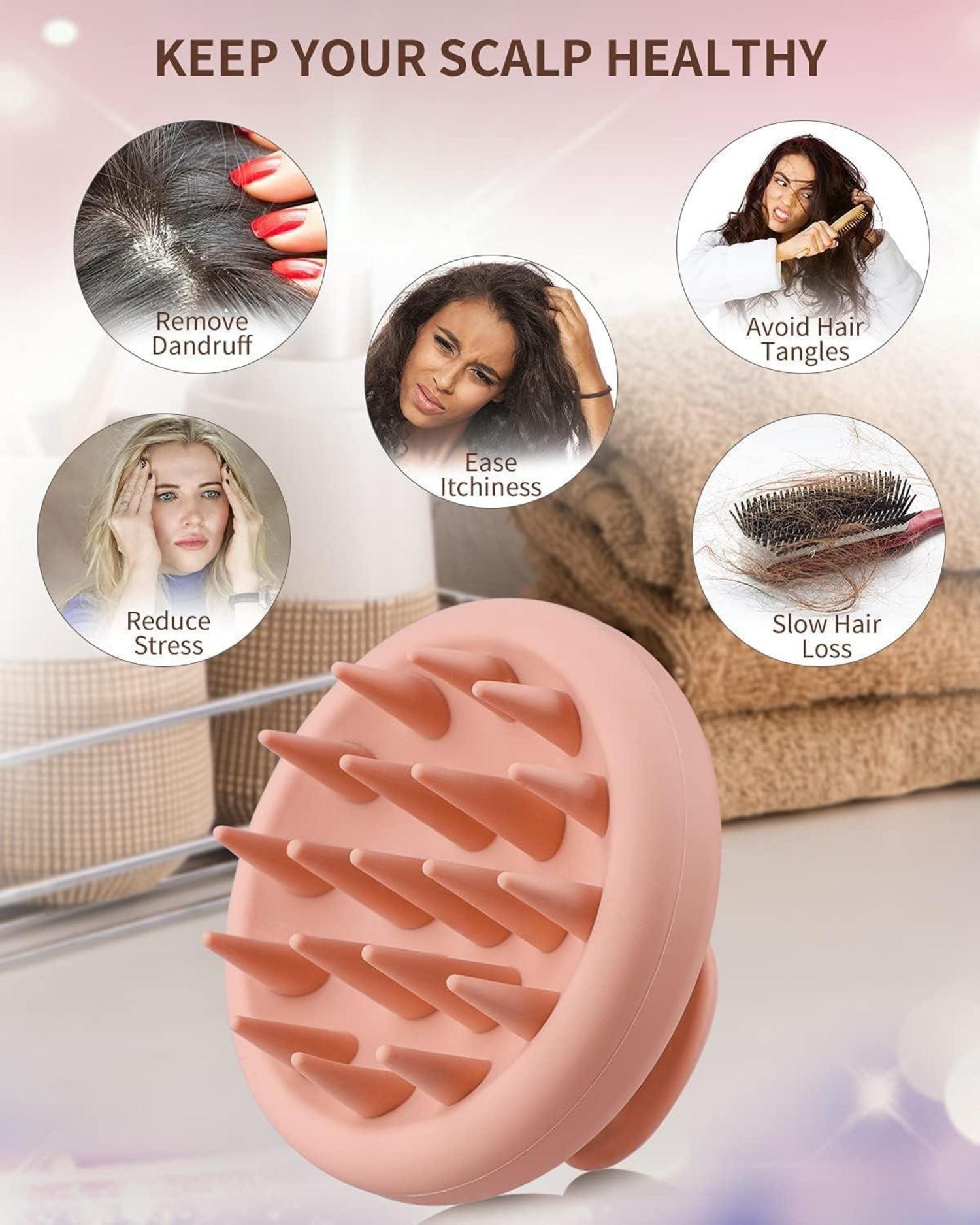 Massagebürste für Kopfhaut und Haare - 2er Set (rosa