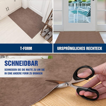 DFIONC Fußmatte innen waschbar Schmutzfangmatte Braun 60x90 cm