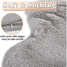 XXL Lange Wärmflasche 2L mit Bezug Flauschig Grau