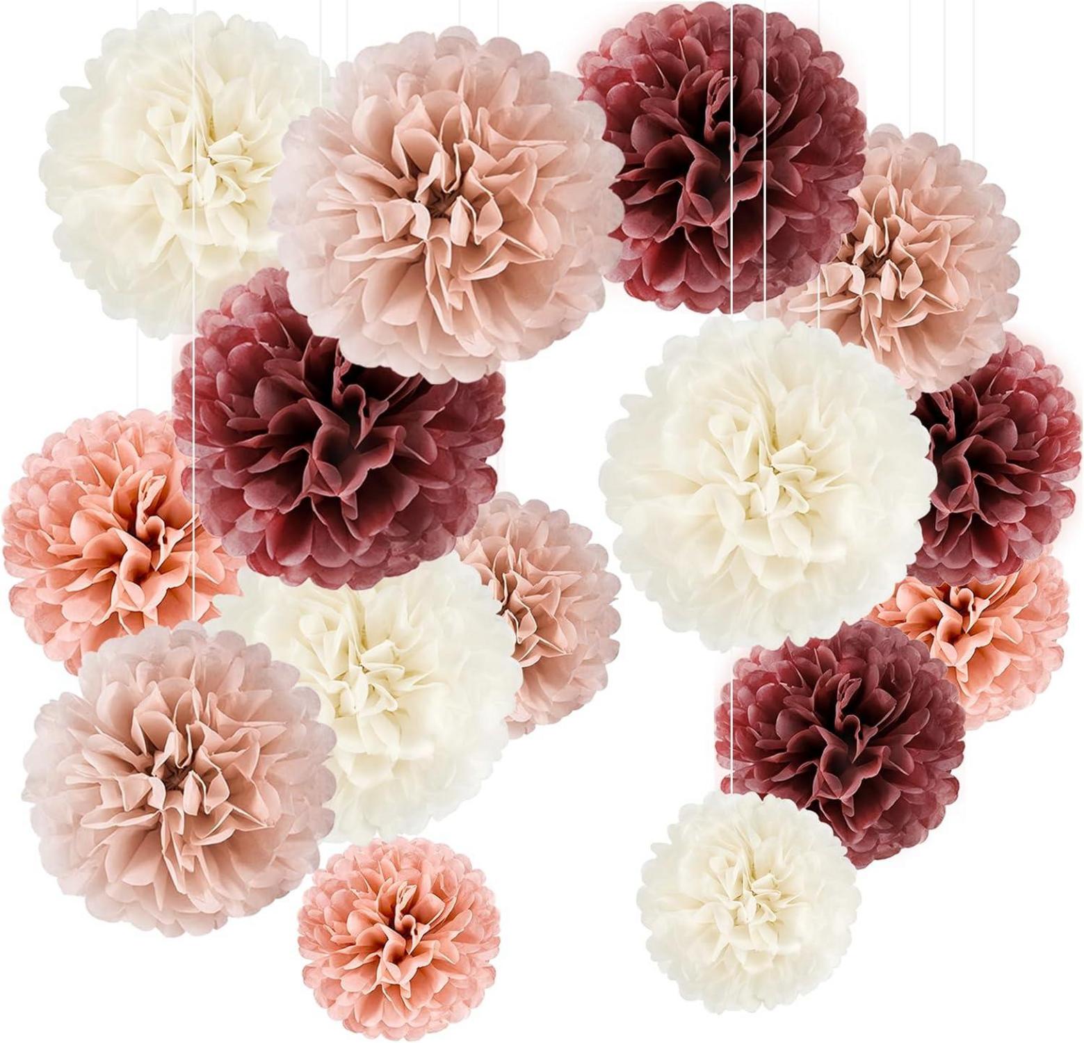 20er Roségold Pompons Deko Set für Hochzeit und Geburtstag