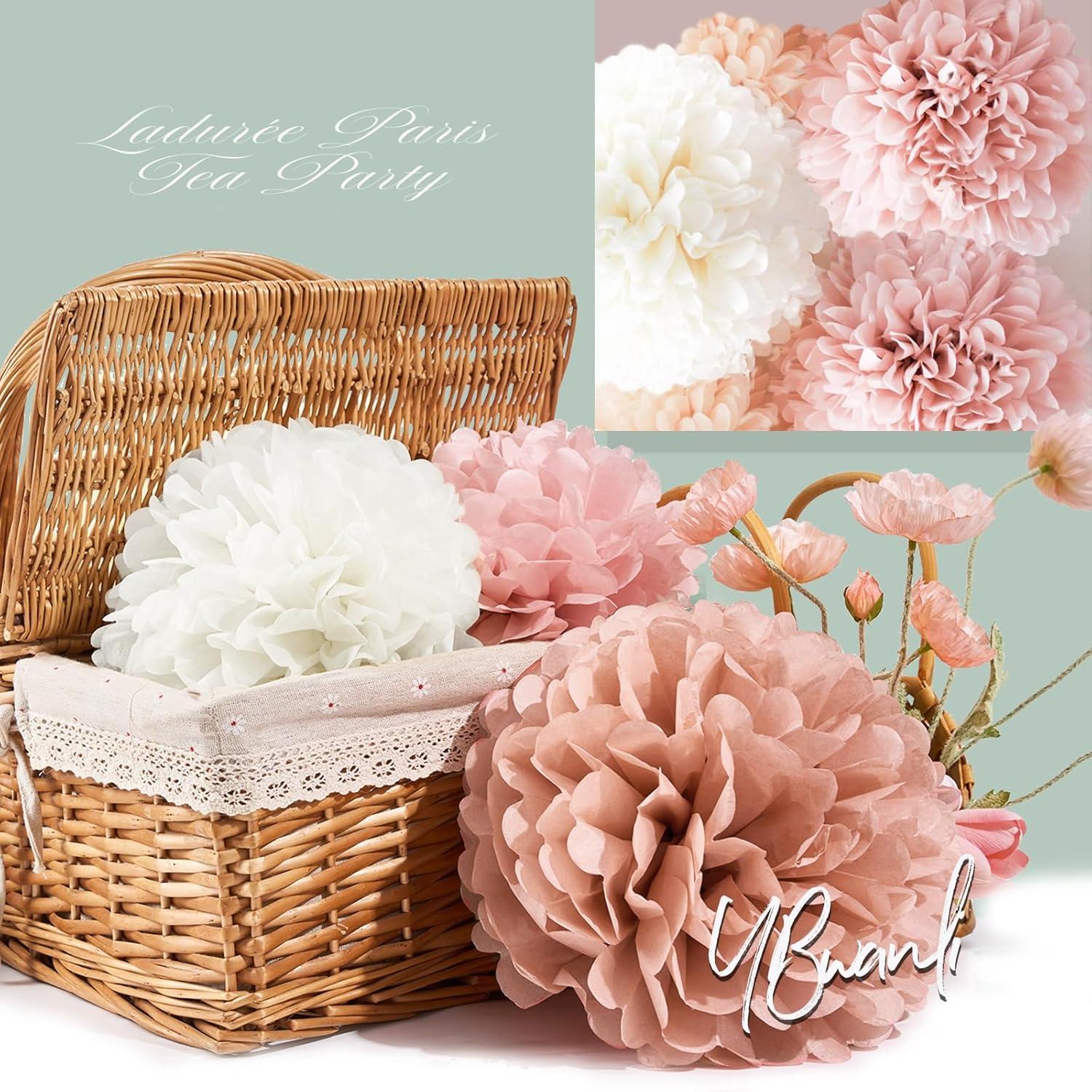 20er Roségold Pompons Deko Set für Hochzeit und Geburtstag