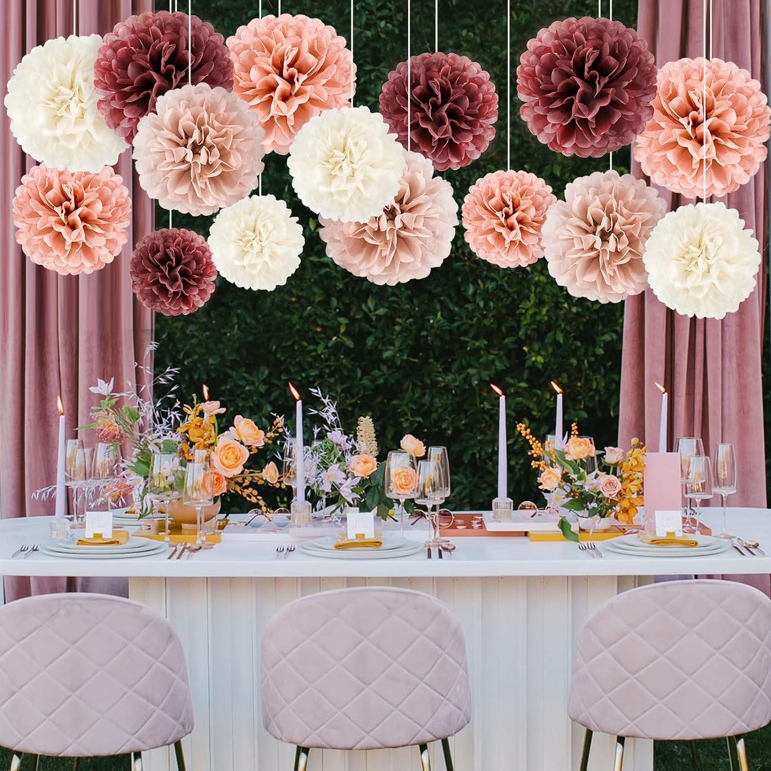 Pompons Deko Set Rosegold 20er Seidenpapier Blume Thema Hochzeit Party