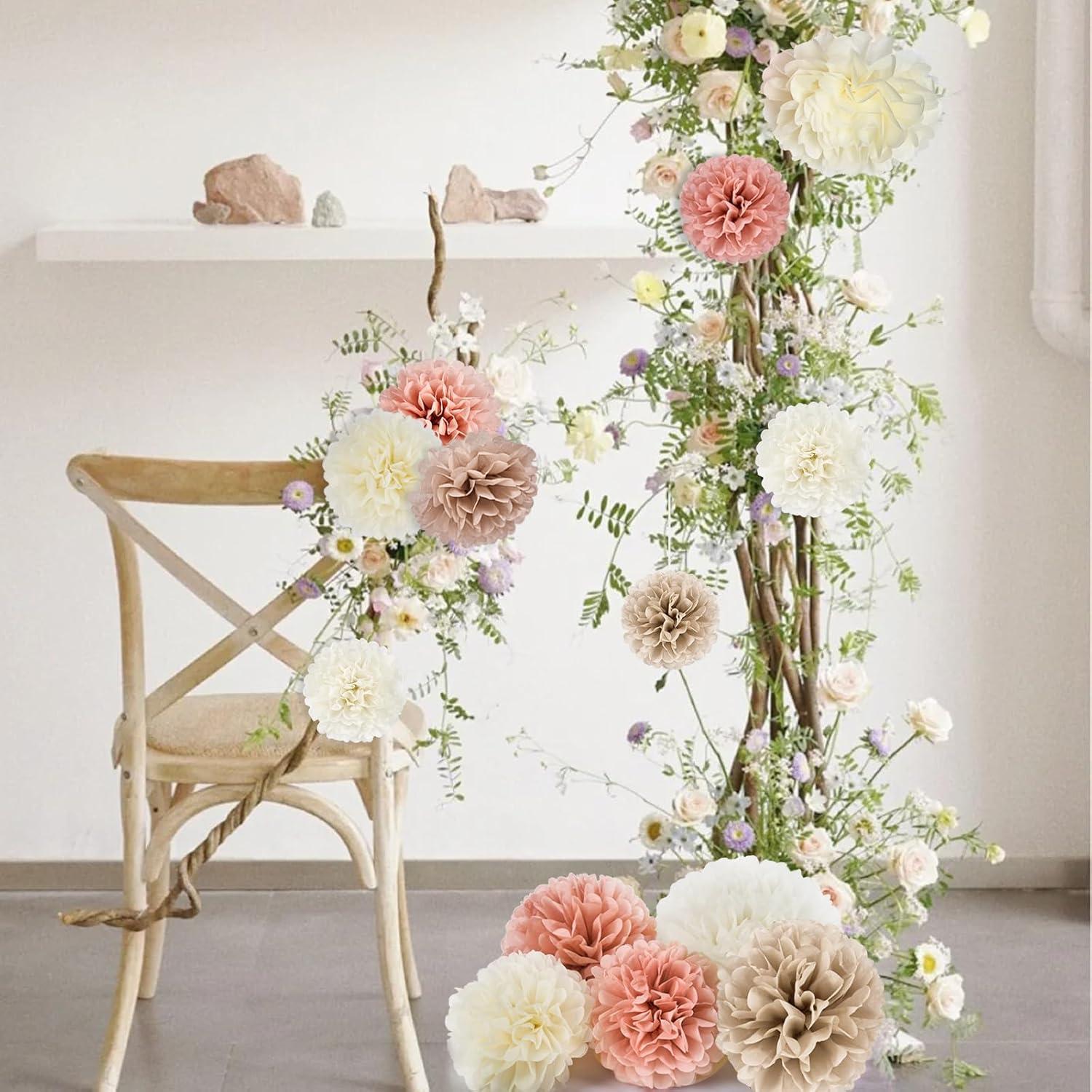 20er Pompons Seidenpapier Deko Hochzeit Geburtstag Gartenparty Rosegold Babyzimmer Champagner Aprikose Süss