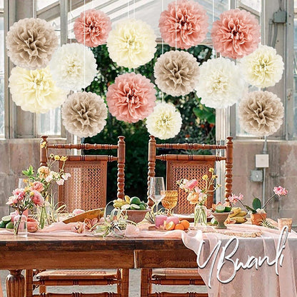 20er Seidenpapier Pompons Deko Hochzeit Vintage Geburtstag Rosegold