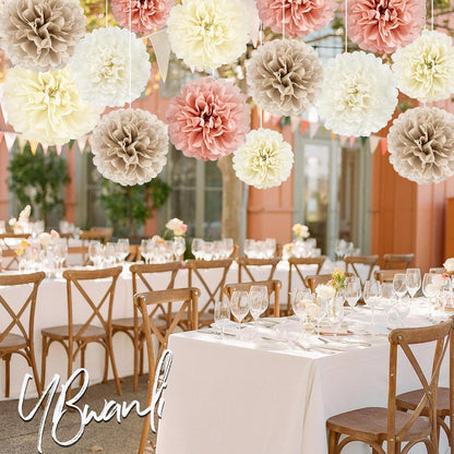 20er Seidenpapier Pompons Deko Hochzeit Vintage Geburtstag Gartenparty Rosegold
