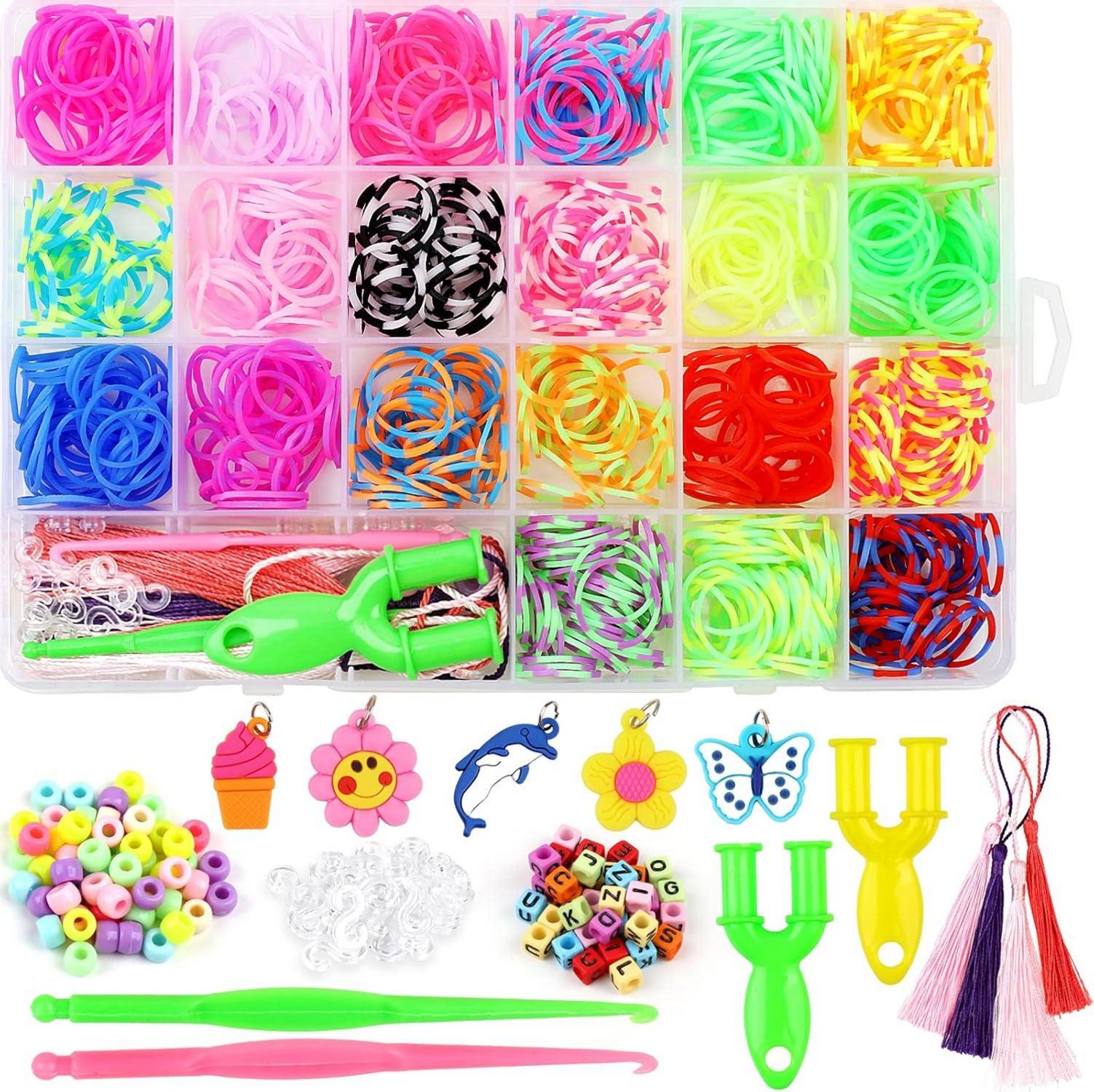 Loom Bänder Set 900 Stück Gummis Zubehör Häkelnadeln DIY