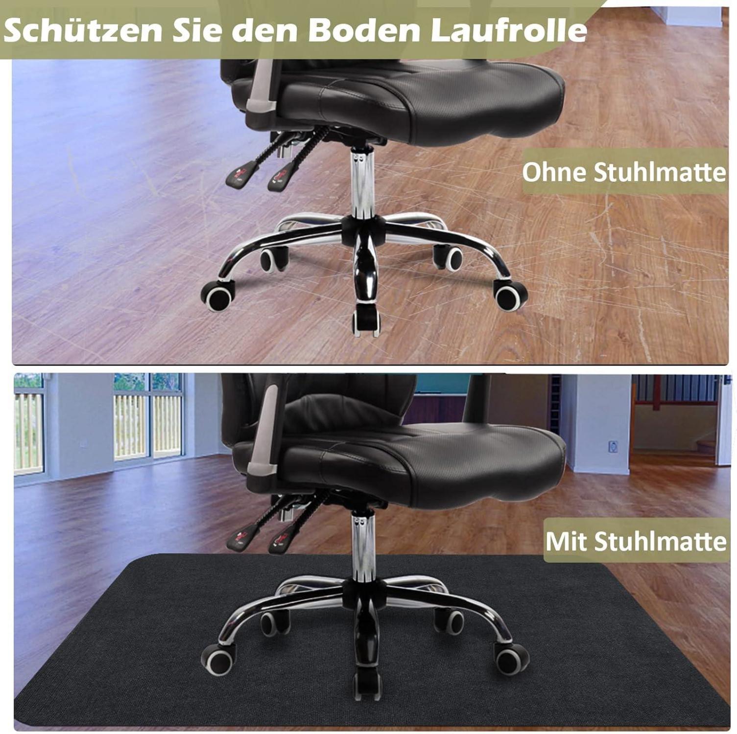 Hartboden-Stuhlmatte 90x140 cm, 4 mm dick, rutschfeste Schutzmatte, Schwarz