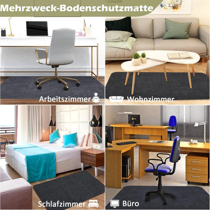 Hartboden-Stuhlmatte 90x140 cm 4 mm Schwarz rutschfest Schutzmatte