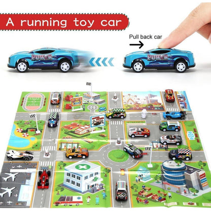 Adventskalender Auto für Kinder mit Rennspielzeug und Medaille