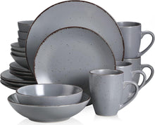 20-teiliges Tafelservice Steingut Vintage Design Grau