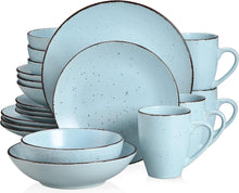 20-teiliges Vintage Steingut Kombiservice Blau