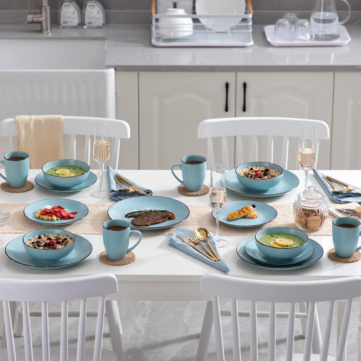 Tafelservice Steingut MODA Vintage Aussehen 20-teilig Blau