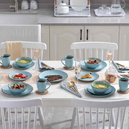 Tafelservice Steingut MODA Vintage Aussehen 20-teilig Blau
