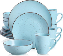 Steingut Tafelservice Vintage Design 16-teilig Blau