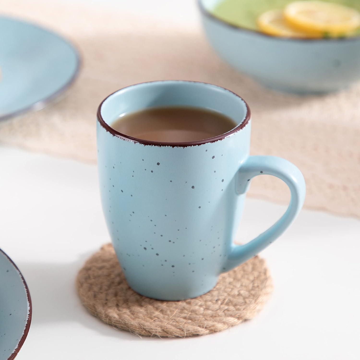 Tafelservice Steingut Vintage Aussehen Blau 16-teilig