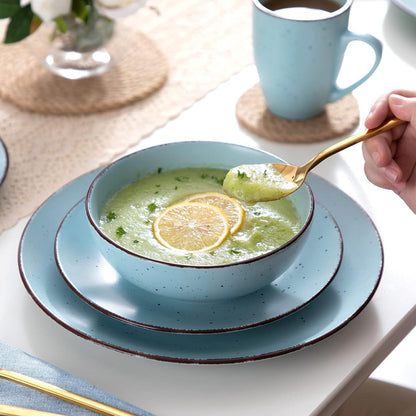 Tafelservice Steingut Vintage Aussehen 40-teilig Blau MODA vancasso