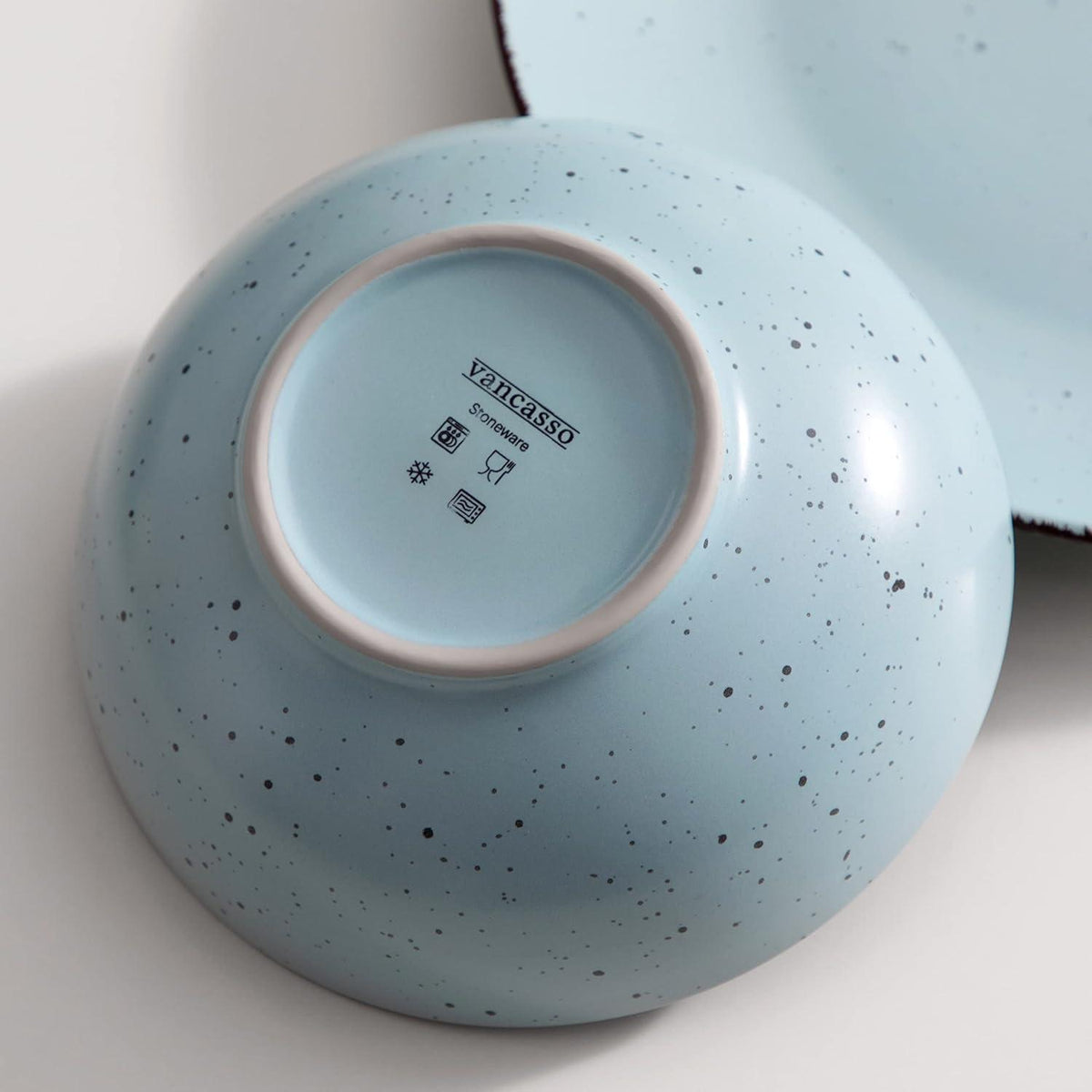 48-teiliges Steingut Geschirrset im Vintage Look, Blau