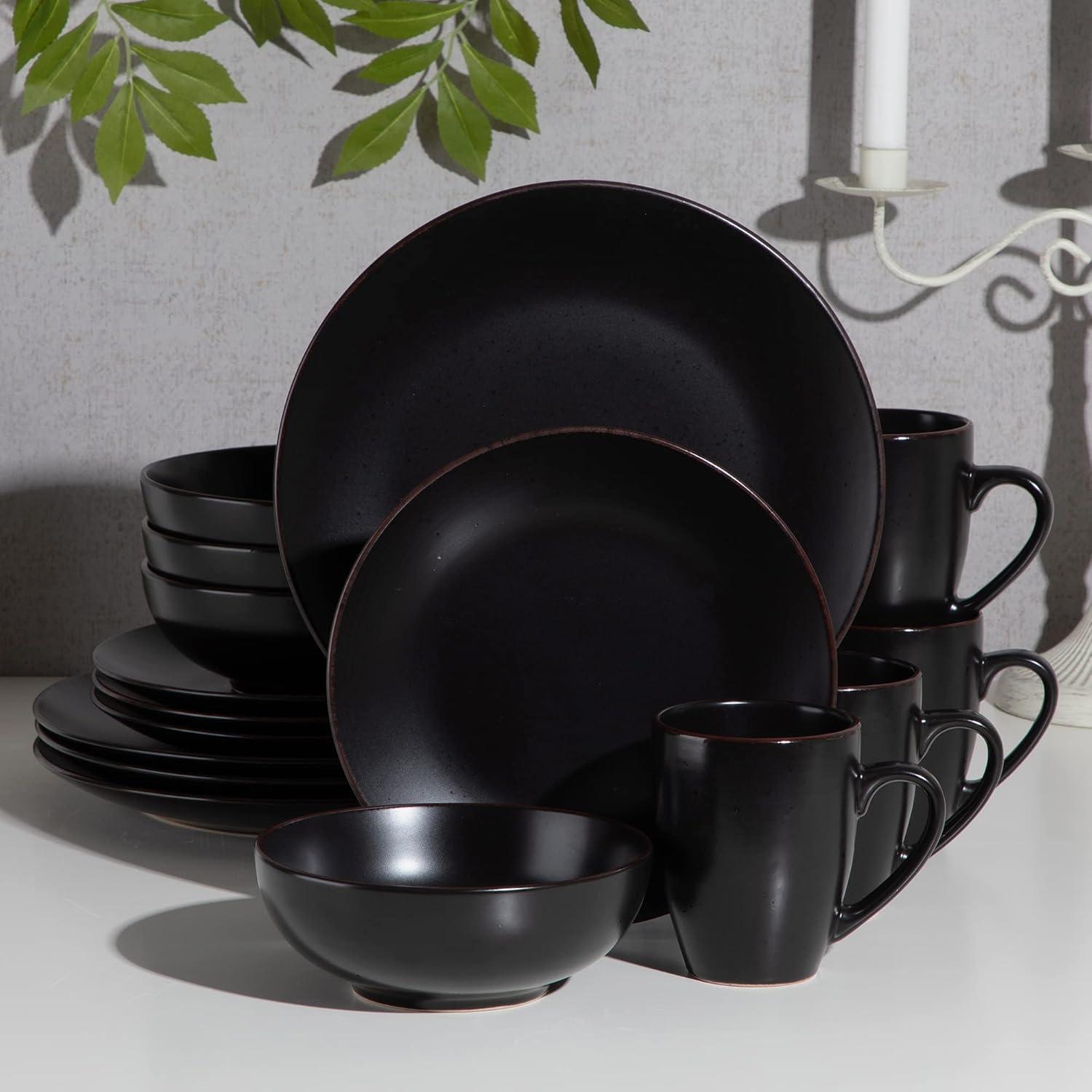 Steingut Tafelservice MODA Vintage 20-teilig Schwarz