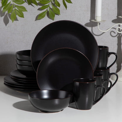 Steingut Tafelservice MODA Vintage 20-teilig Schwarz