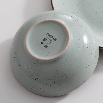 48-teiliges Steingut Tafelservice im Vintage Design, Mehrfarbig