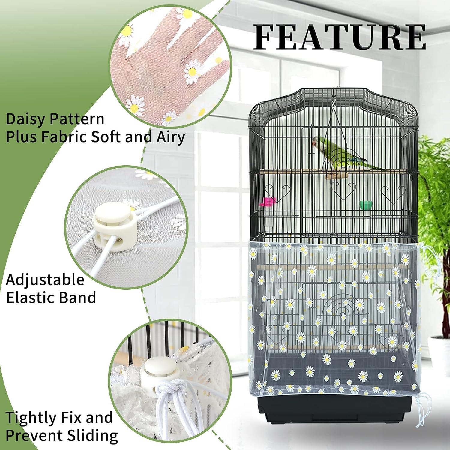 Einstellbare Vogelkäfig-Abdeckung Gänseblümchen-Design Weiß 78,7 x 15,7 Zoll